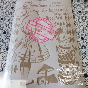 Alice in wonderland (Sometimes I believe in as many as six impossible things before breakfast) - Stencil